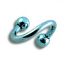 Spiral- / Helix-Piercing Titan Grad 23 Eloxiert Hellblau Kugeln