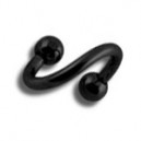 Spiral- / Helix-Piercing Blackline Titan Grad 23 Eloxiert Schwarz Kugeln