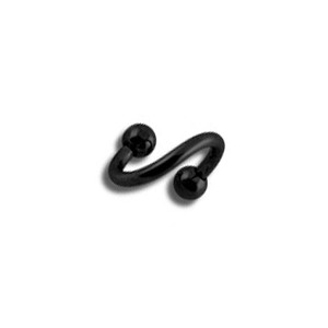 Spiral- / Helix-Piercing Blackline Titan Grad 23 Eloxiert Schwarz Kugeln