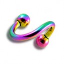 Grade 23 Titanium Rainbow Anodized Helix / Twisted Barbell w/ Balls