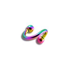 Grade 23 Titanium Rainbow Anodized Helix / Twisted Barbell w/ Balls