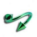 Grade 23 Titanium Green Anodized Helix / Twisted Barbell w/ Spikes