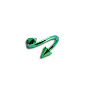 Piercing Hélix / Espiral Titanio Grado 23 Anodizado Verde Spikes