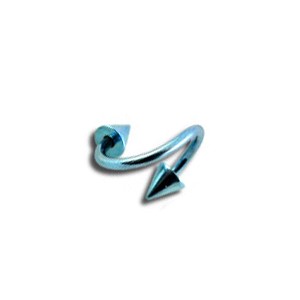 Piercing Helix / Spirale Titane Grade 23 Anodisé Bleu Clair Piques