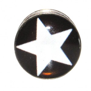Lobus- / Ohr-Plug Chirurgenstahl 316L Stern Wei&szlig;