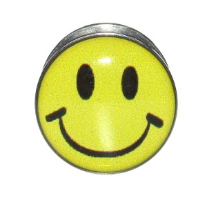 316L Surgical Steel Ear Plug Stretcher Expander w/ Yellow Smiley