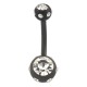 Black Anodized Belly Bar Navel Button Ring w/ 13 White Strass