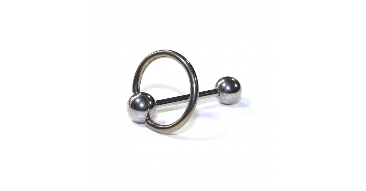 Slave Surgical Steel Tongue Bar Ring w/ CBR Ring