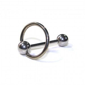 Slave Surgical Steel Tongue Bar Ring w/ CBR Ring