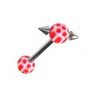 Tortoise Mixed Red Tongue Bar Ring w/ Spikes