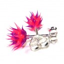 Pink / Purple Silver Earrings Ear Pair Studs w/ Biocompatible Silicone Spikes