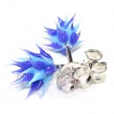 Blue / Purple Silver Earrings Ear Pair Studs w/ Biocompatible Silicone Spikes
