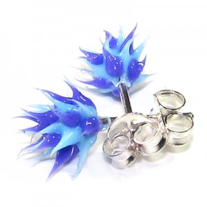 Ohrring Silber Biokompatiblen Silikon Spitzen Blau / Lila