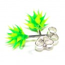Green / Green Silver Earrings Ear Pair Studs w/ Biocompatible Silicone Spikes