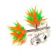 Boucles d'Oreille Argent Silicone Biocompatible Piques Orange / Vert