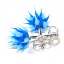 Blue / Blue Silver Earrings Ear Pair Studs w/ Biocompatible Silicone Spikes