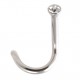 316L Surgical Steel Nose Stud Screw Ring w/ White Strass