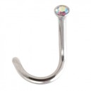 316L Surgical Steel Nose Stud Screw Ring w/ Rainbow Strass