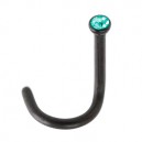 Blackline Nose Stud Screw Ring w/ Turquoise Strass