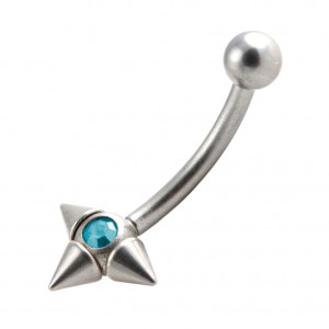 Piercing Arcade Acier Chirurgical 3 Piques Strass Turquoise