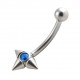 Arcade Acier Chirurgical 3 Piques Strass Bleu Foncé