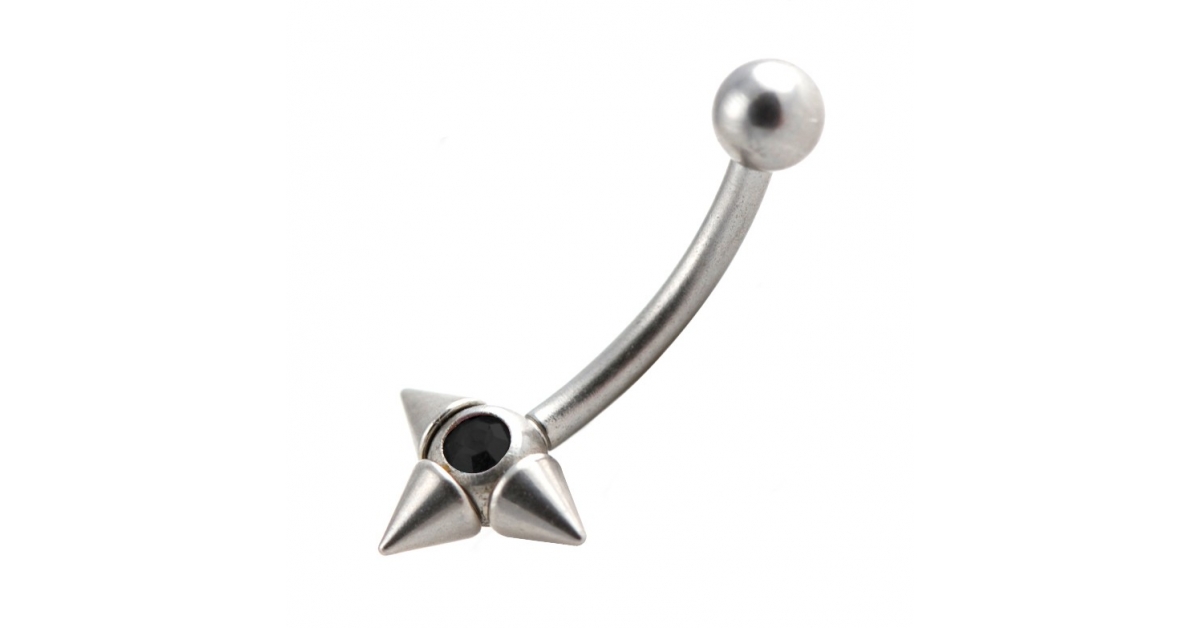 Piercing Arcade Sourcil Banane - Acier Chirurgical 316L, 1.2x8 Mm, Strass Noir 3 Mm - Vissable, Vendu à L'unité