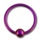 BCR-Ring- / Labret-Piercing Titan Grad 23 Eloxiert Rosa mit Klemmkugel