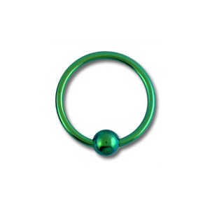 Piercing Labret / Anillo Titanio Grado 23 Anodizado Verde cierre Bola