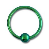 Piercing Labret / Anillo Titanio Grado 23 Anodizado Verde cierre Bola