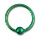 BCR-Ring- / Labret-Piercing Titan Grad 23 Eloxiert Gr&uuml;n mit Klemmkugel
