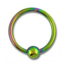 BCR-Ring- / Labret-Piercing Titan Grad 23 Eloxiert Mehrfarbig mit Klemmkugel