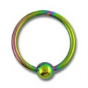 Labret Grade 23 Titanium Ball Closure Ring w/ Rainbow Anodization
