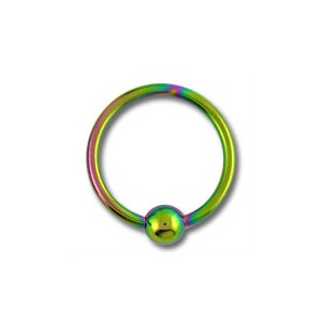 BCR-Ring- / Labret-Piercing Titan Grad 23 Eloxiert Mehrfarbig mit Klemmkugel