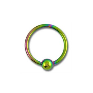 Piercing BCR Labret / Ring Titan Grad 23 Eloxiert Mehrfarbig mit Klemmkugel