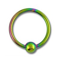 Piercing BCR Labret / Ring Titan Grad 23 Eloxiert Mehrfarbig mit Klemmkugel