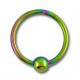 BCR-Ring- / Labret-Piercing Titan Grad 23 Eloxiert Mehrfarbig mit Klemmkugel