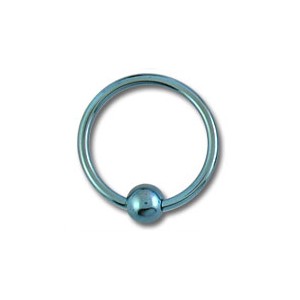 BCR-Ring- / Labret-Piercing Titan Grad 23 Eloxiert Hellblau mit Klemmkugel