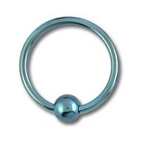 Piercing BCR Labret / Ring Titan Grad 23 Eloxiert Hellblau mit Klemmkugel