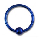 BCR-Ring- / Labret-Piercing Titan Grad 23 Eloxiert Marineblau mit Klemmkugel