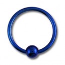 Piercing Labret / Anillo Titanio Grado 23 Anodizado Azul Marino cierre Bola