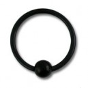 BCR-Ring- / Labret-Piercing Blackline Titan Grad 23 Eloxiert Schwarz mit Klemmkugel
