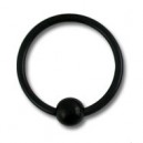 Labret Grade 23 Titanium Blackline Ball Closure Ring w/ Black Anodization