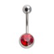 Nombril Acier 316L Strass Rouge