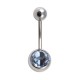 Nombril Acier 316L Strass Bleu Clair