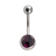 Nombril Acier 316L Strass Violet