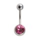 Nombril Acier 316L Strass Rose