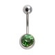 Nombril Acier 316L Strass Vert Clair