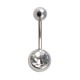 316L Steel Belly Bar Navel Button Ring w/ White Strass