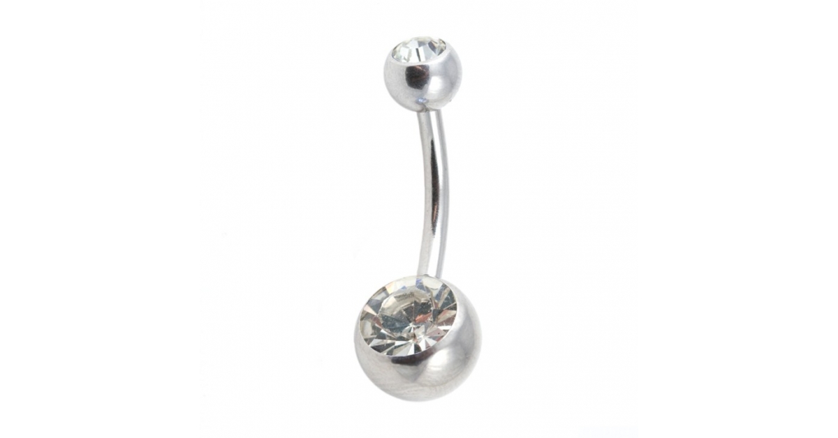 Piercing Nombril Acier Chirurgical 1.6 x 8 mm Banane Strass Bleu Lu