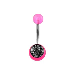 Piercing Ombligo Acrílico Transparente Rosa Espiral